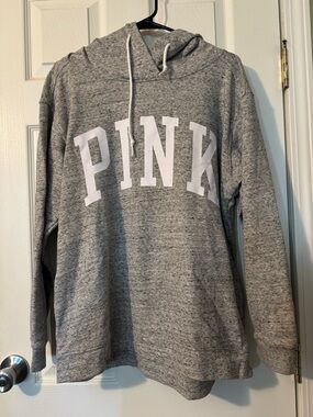 Victoria's Secret PINK Gray Hoodie with Black Logo Band